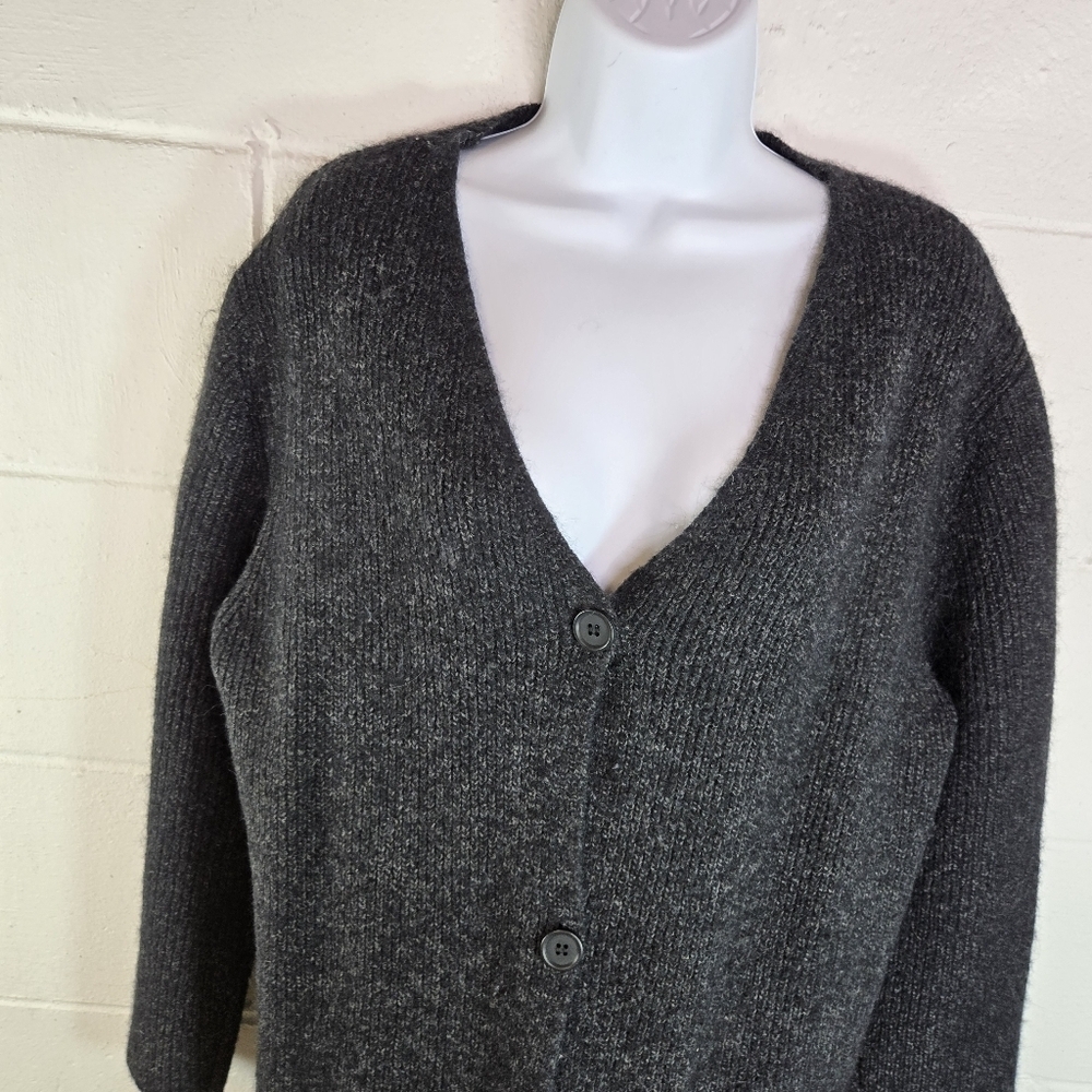 COS alpaca wool charcoal long cardigan duster sweater - Picture 10 of 12